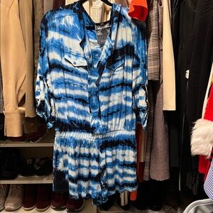 Young Fabulous & Broke Blue Tie-Dye Romper